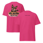 Rolig humoristiskt t-shirt med text "håll avstånd-gilla int folk" adoptera mera Ohana Rescue färg rosa